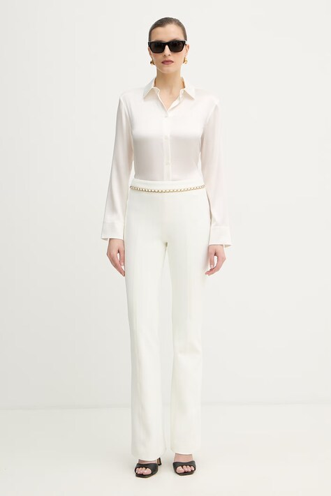 MM by Max Mara koszula z dodatkiem jedwabiu QUARTO damska kolor beżowy regular z kołnierzykiem klasycznym 2616111047600