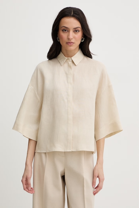 MM by Max Mara koszula damska lniana RITO beżowa 2616111038600
