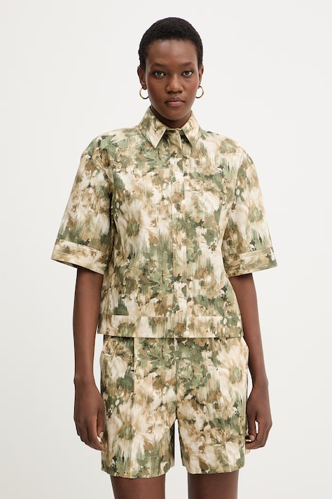 MM by Max Mara koszula bawełniana PALLORE damska kolor zielony regular z kołnierzykiem klasycznym 2616111048600