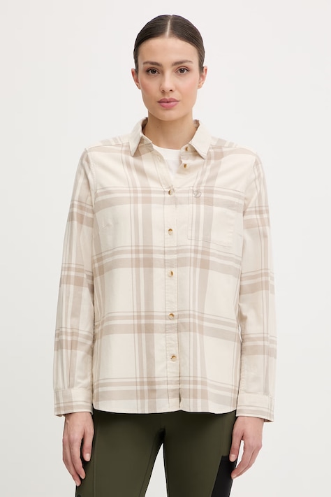 Fjallraven koszula damska bawełniana Övik Lite beżowa w kratkę F14600264