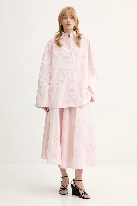 Βαμβακερό πουκάμισο Rotate χρώμα: ροζ, 1151031809