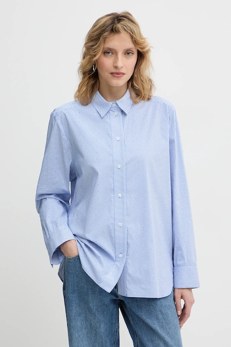 MUNTHE koszula RALLIMA damska kolor niebieski regular z kołnierzykiem klasycznym 254100925423