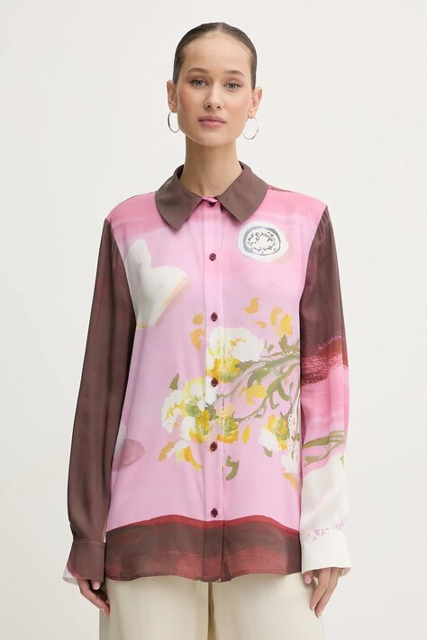 Stine Goya koszula damska kolor różowy regular z kołnierzykiem klasycznym SG-PS26-T091-2263P