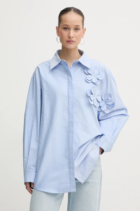 Stine Goya koszula bawełniana damska kolor niebieski relaxed z kołnierzykiem klasycznym SG-PS26-T138-2464