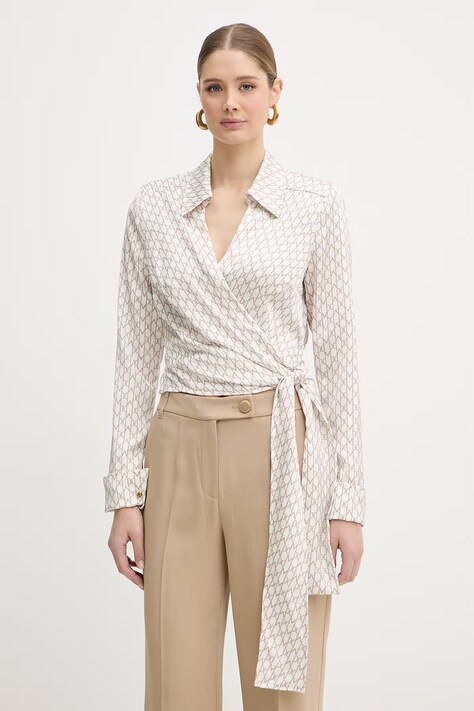 Риза Marciano by Guess FATOU дамска в бежово със стандартна кройка с класическа яка 6RGH08 7430A