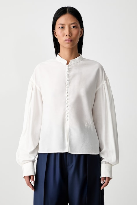 Kenzo női ing selyemmel fehér sima FG52CH2829KA