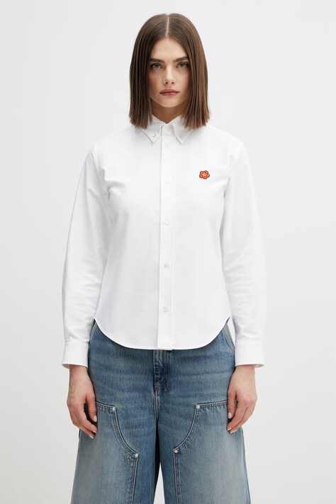 Kenzo cămașă din bumbac culoarea alb, cu guler clasic, regular, FG52CH2859LO