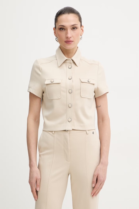 Сорочка Guess OLGA колір бежевий regular класичний комір W6RH83 KCMU2