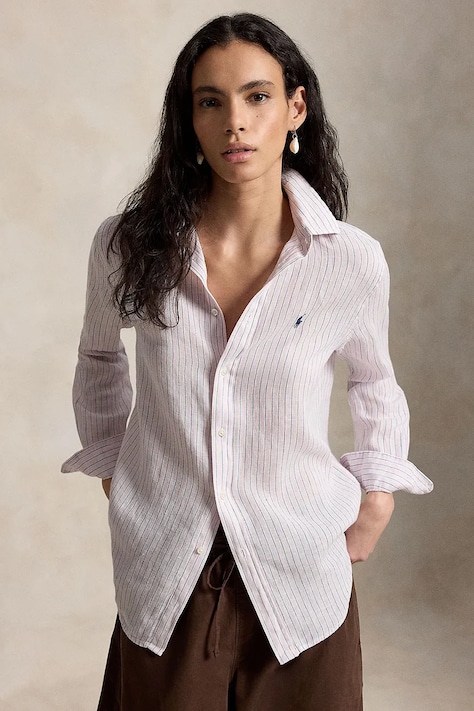 Polo Ralph Lauren camicia di lino donna colore rosa 211A96158