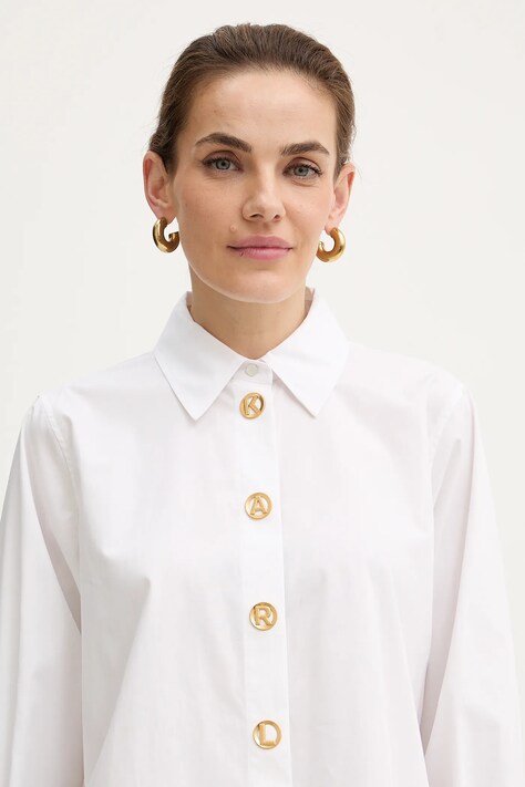 Karl Lagerfeld koszula bawełniana damska kolor biały regular z kołnierzykiem klasycznym B1W11012