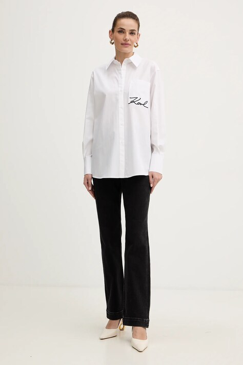 Бавовняна сорочка Karl Lagerfeld — SS26-KDD031, білий — фото 2