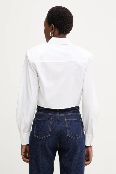 Karl Lagerfeld koszula bawełniana damska kolor biały relaxed z kołnierzykiem klasycznym B1W11034