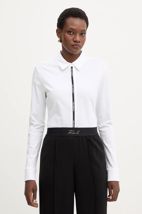 Bombažna srajca Karl Lagerfeld ženska, bela barva, B1W17078