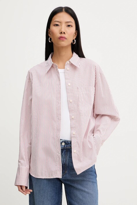 Marc O'Polo koszula bawełniana damska kolor biały relaxed z kołnierzykiem klasycznym 600081342009