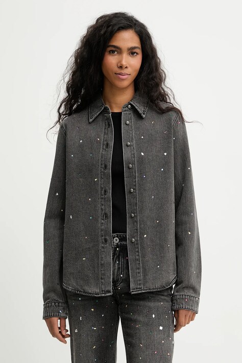 Miss Sixty koszula jeansowa damska kolor czarny regular z kołnierzykiem klasycznym 6S4XJ07300