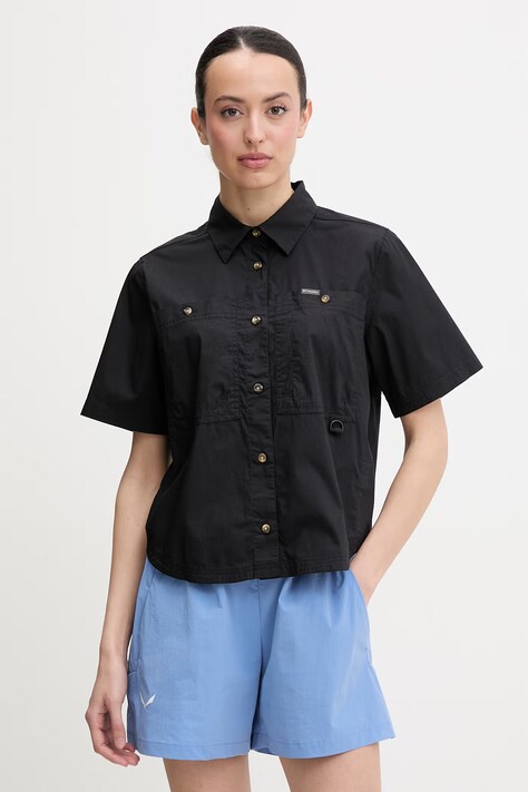 Columbia koszula damska z bawełną Brea Falls czarna gładka 2118961