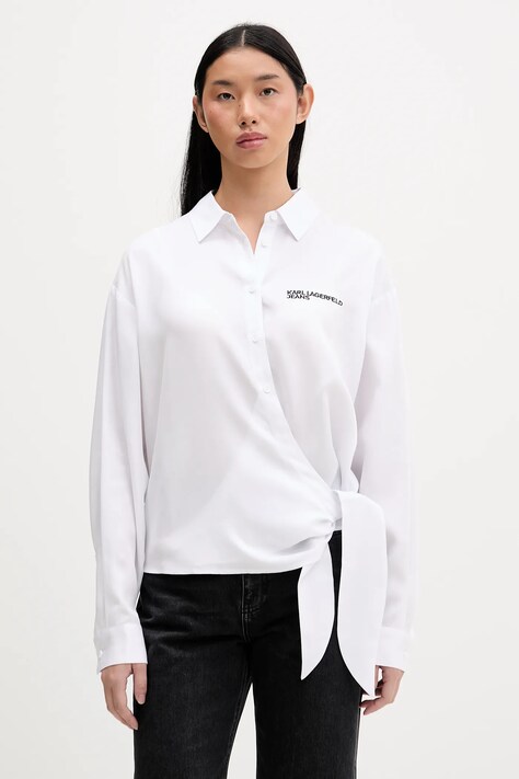 Karl Lagerfeld Jeans koszula damska kolor biały relaxed z kołnierzykiem klasycznym B1W11026