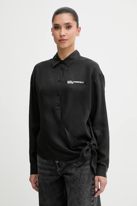 Karl Lagerfeld Jeans koszula damska kolor czarny relaxed z kołnierzykiem klasycznym B1W11026