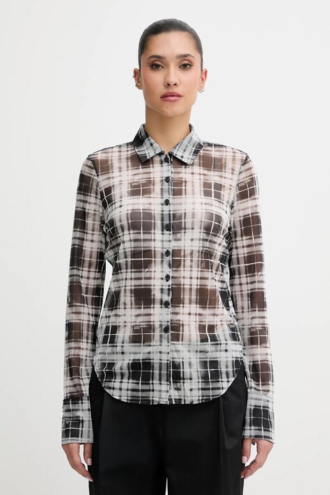 Karl Lagerfeld Jeans koszula damska kolor szary regular z kołnierzykiem klasycznym B1W11033