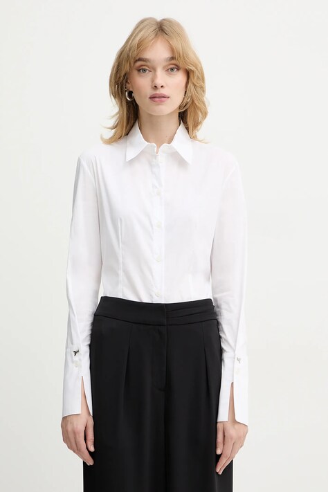 Patrizia Pepe koszula damska kolor biały regular z kołnierzykiem klasycznym 8C0851 A043