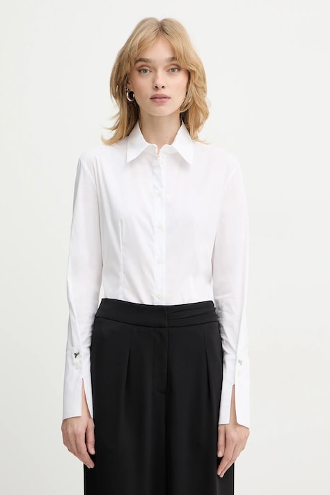 Patrizia Pepe koszula damska kolor biały regular z kołnierzykiem klasycznym 8C0851 A043