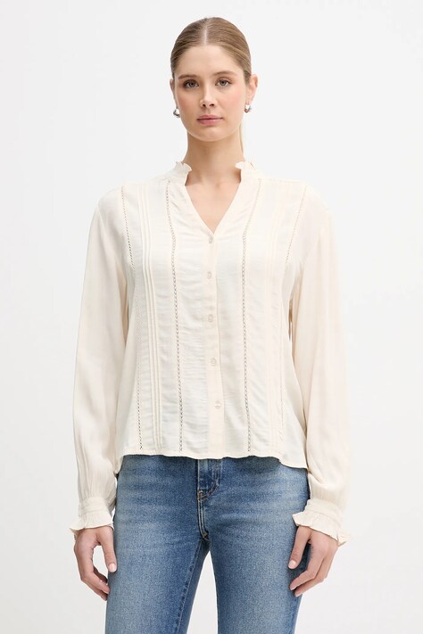 Hoss Intropia koszula damska kolor beżowy regular z kołnierzykiem klasycznym 6283149