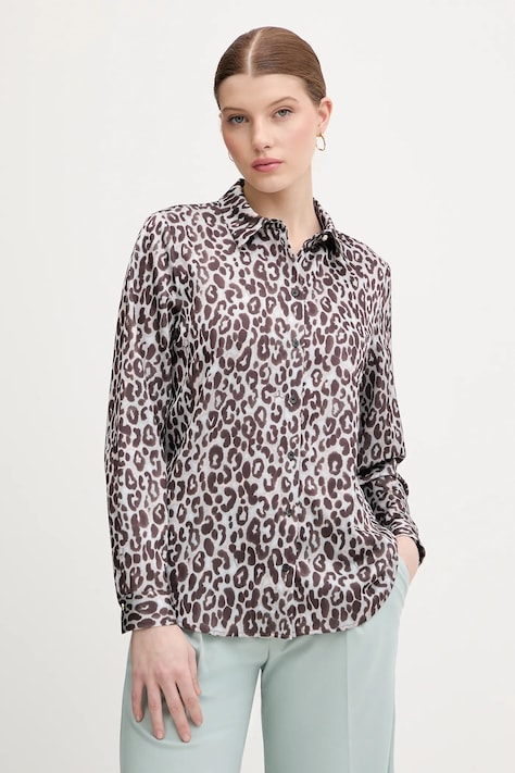 Joop! koszula damska kolor brązowy regular z kołnierzykiem klasycznym 30100849