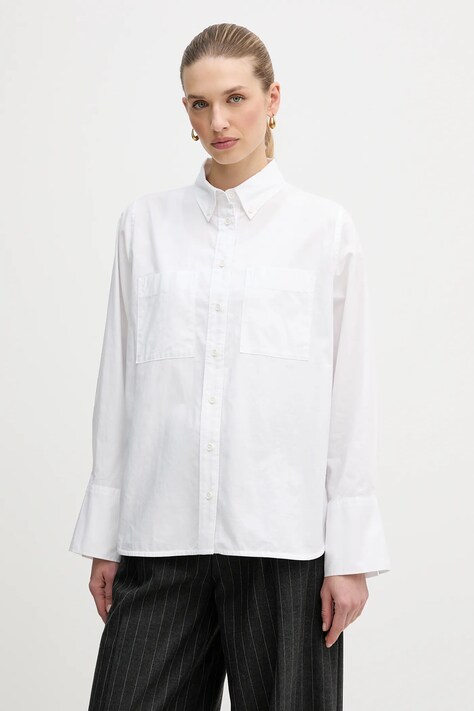 Barbour koszula bawełniana Wren damska kolor biały relaxed z kołnierzykiem klasycznym LSH1723