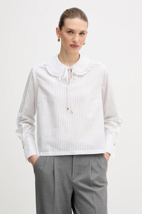 Barbour bluzka bawełniana Avery damska kolor biały wzorzysta LSH1724