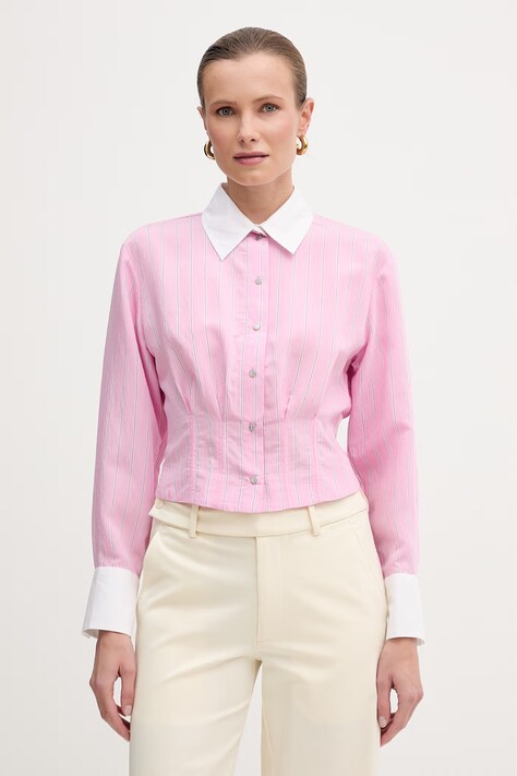Morgan koszula damska kolor różowy regular z kołnierzykiem klasycznym CLICK.F
