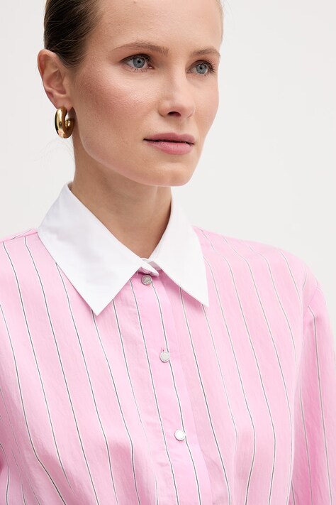Morgan koszula damska kolor różowy regular z kołnierzykiem klasycznym CLICK.F