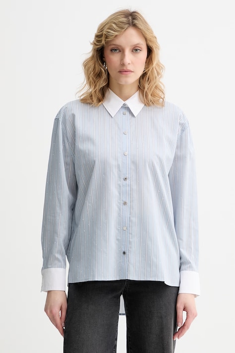 Morgan koszula damska z wiskozy niebieska w paski CREME.F