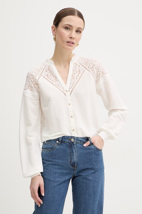 Morgan koszula damska kolor beżowy regular TNICOLE