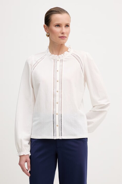 Morgan koszula damska kolor beżowy regular ze stójką TSKY