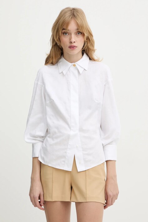 Elisabetta Franchi koszula bawełniana damska kolor biały regular z kołnierzykiem klasycznym CA14161E2