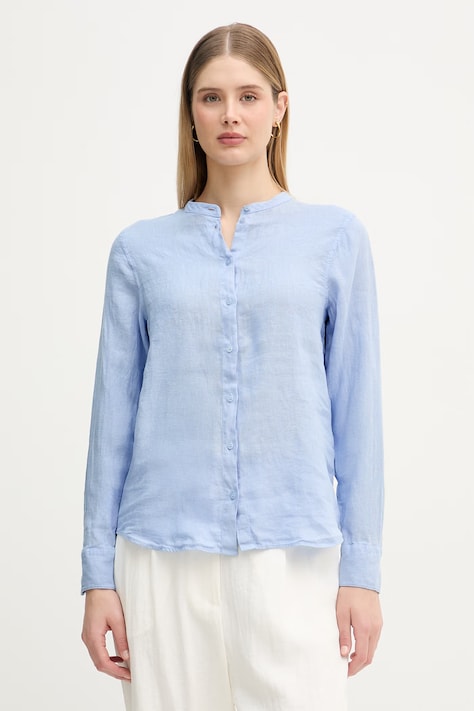 Mos Mosh camicia da donna in lino Artina blu liscia 178000.