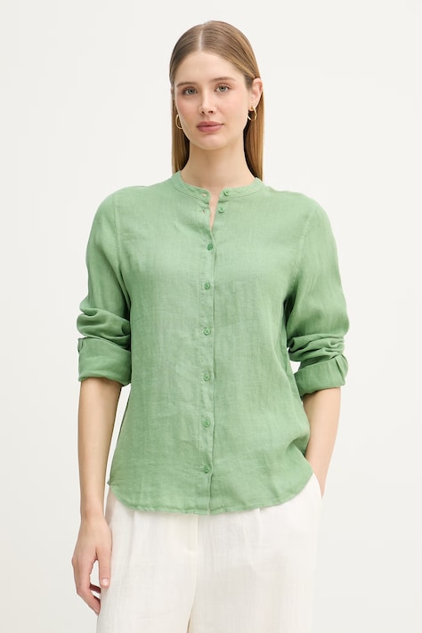 Mos Mosh рубашка для женщин из льна Artina зелёная однотонная 178000
