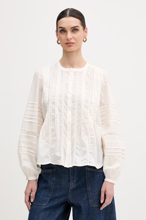 Mos Mosh camicia in cotone Adila donna colore beige 176830