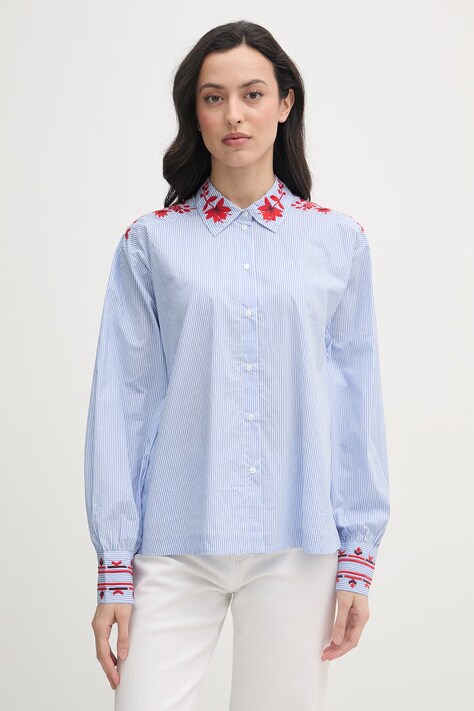 Mos Mosh koszula damska bawełniana Osmo niebieska w paski 178550