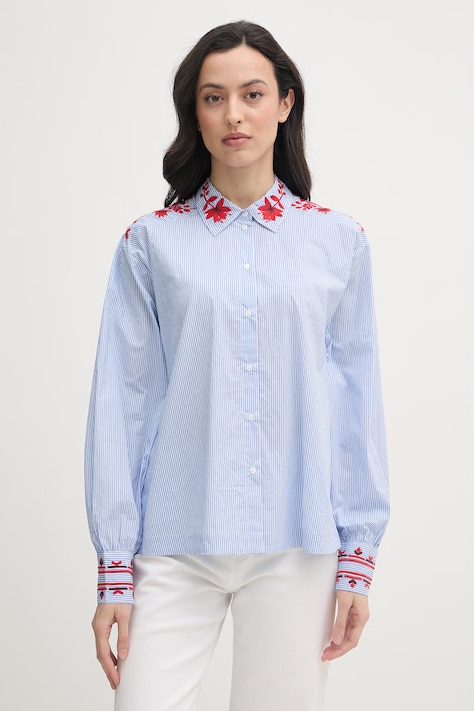 Mos Mosh koszula damska bawełniana Osmo niebieska w paski 178550