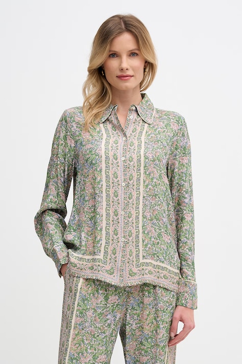 Mos Mosh koszula damska z wiskozy Kana zielona w kwiaty 177380