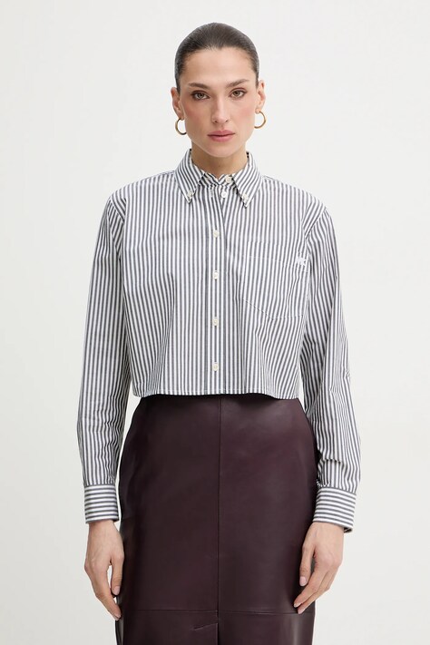 MICHAEL Michael Kors koszula bawełniana damska kolor czarny relaxed z kołnierzykiem klasycznym MR640XNKLV