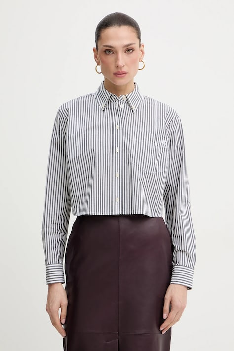 MICHAEL Michael Kors koszula bawełniana damska kolor czarny relaxed z kołnierzykiem klasycznym MR640XNKLV