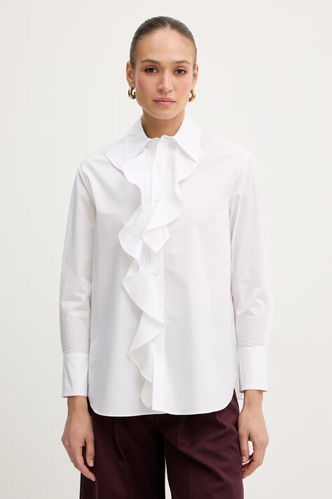 Marella koszula bawełniana FALESIA damska kolor beżowy relaxed z kołnierzykiem klasycznym 2613111071200