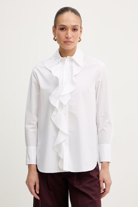 Marella koszula bawełniana FALESIA damska kolor beżowy relaxed z kołnierzykiem klasycznym 2613111071200