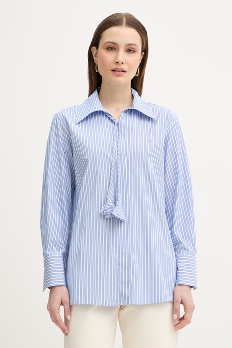 Marella koszula bawełniana TABARIN damska kolor niebieski regular z kołnierzykiem klasycznym 2613111074200