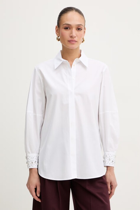 Marella koszula bawełniana TESO damska kolor biały regular z kołnierzykiem klasycznym 2613111114200