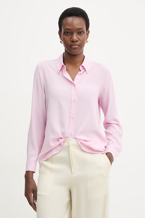 Marella koszula damska z dodatkiem jedwabiu Emme by Marella różowa gładka 2615111161200