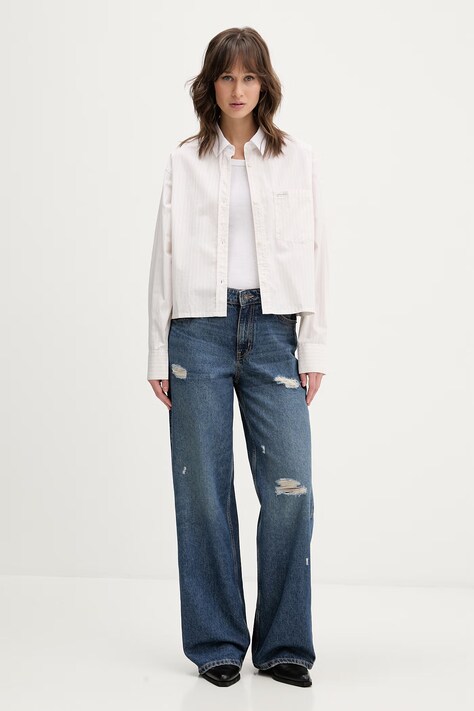 Guess Jeans сорочка жіноча бавовняна — SS26-KDD085, бежевий — фото 2