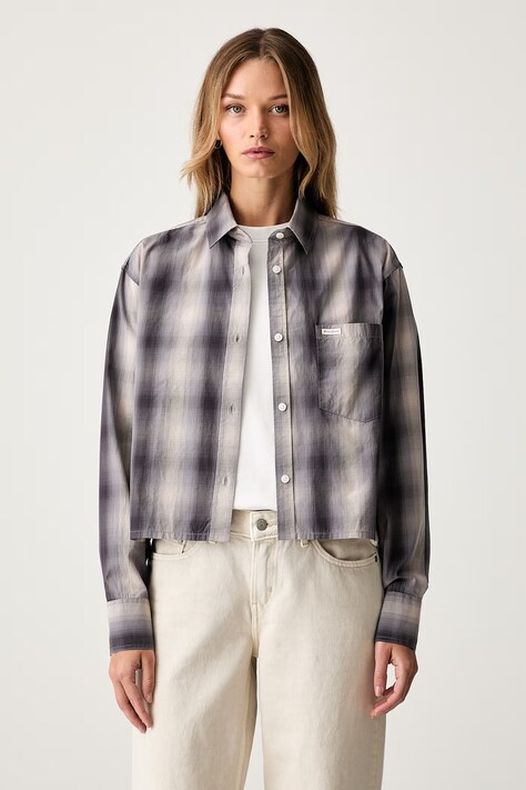 Guess Jeans koszula damska bawełniana szara gładka W6RH64 WH7Q1